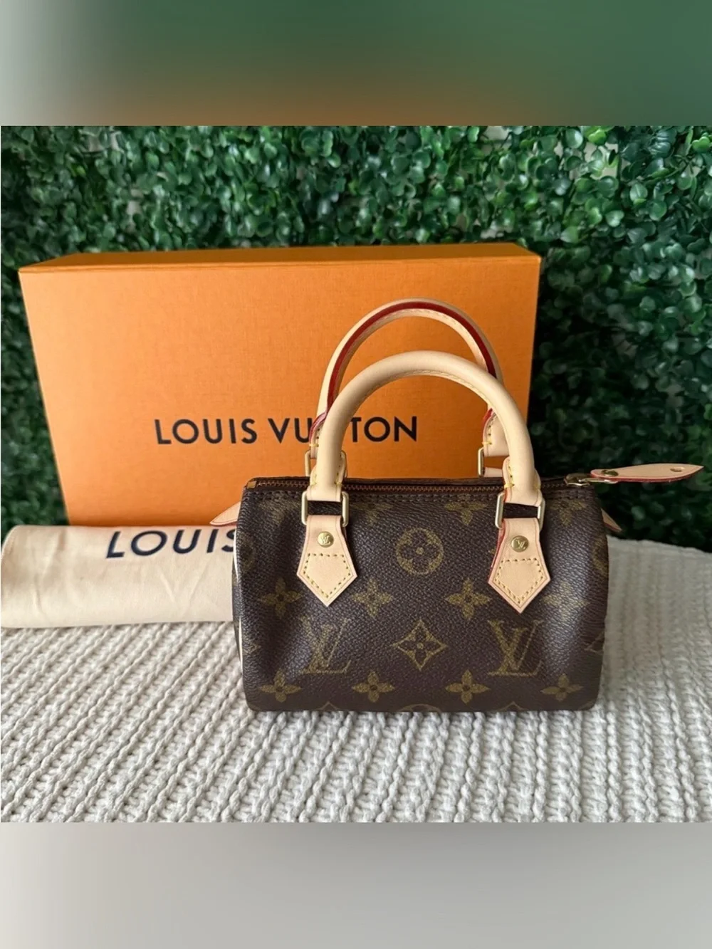 Louis Vuitton Brown Vintage Monogram Speedy Nano HL Authentic Full Set